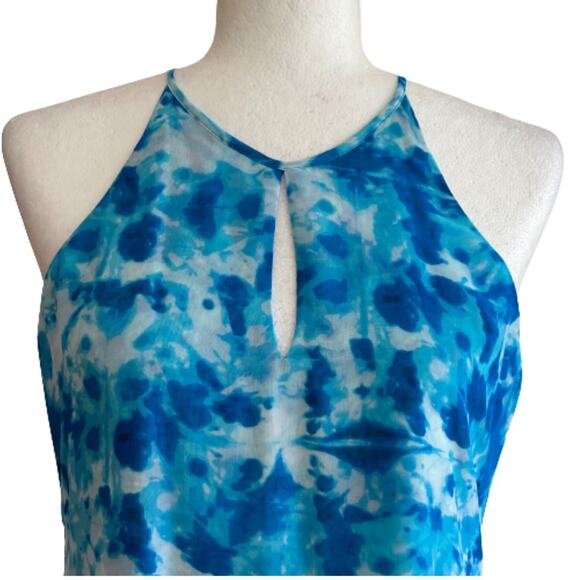 Calvin Klein Dress Blue Watercolor Sleeveless Knee Length Shift Trapeze Size 4 - Picture 3 of 12